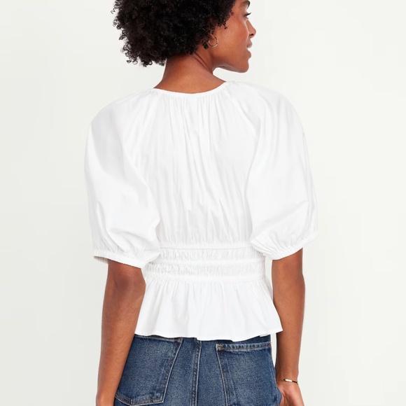 Old navy smocked v neck peplum top white - Picture 2 of 9